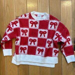 SoHo & Stella bows sweater coquette red white size XS